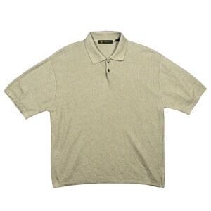 Principe Knit Polo Shirt Mens Large Tan Gold Made in Italy Textured